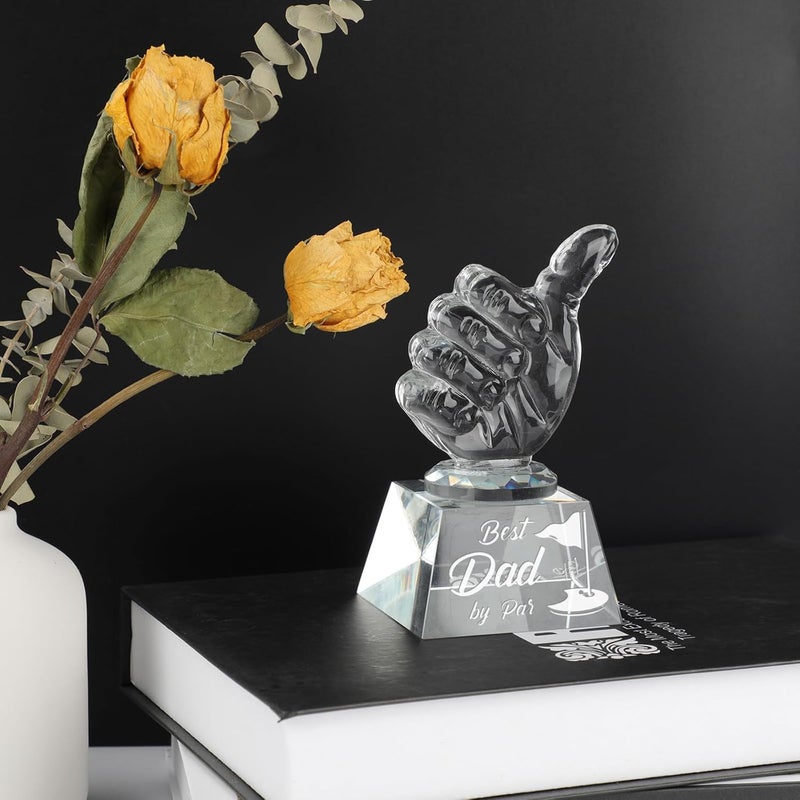 PRSTENLY Gifts for Dad from Daughter Son, Crystal Keepsakes Dad Gifts for Birthday Fathers Day Gifts Christmas, Personalized Engraved Crystal Decor Best Dad by Par Gifts for Men Golfers Daddy Papa - Image 5